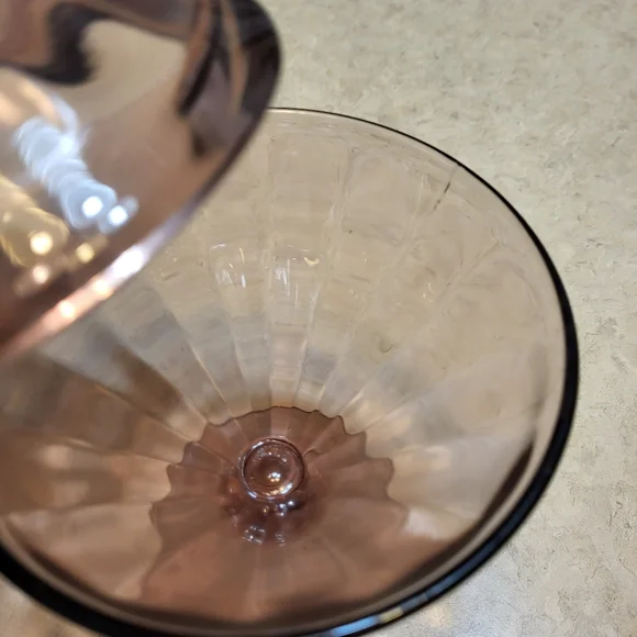 Faceted glass covered candy dish in striking plum color - Picture 3 of 11